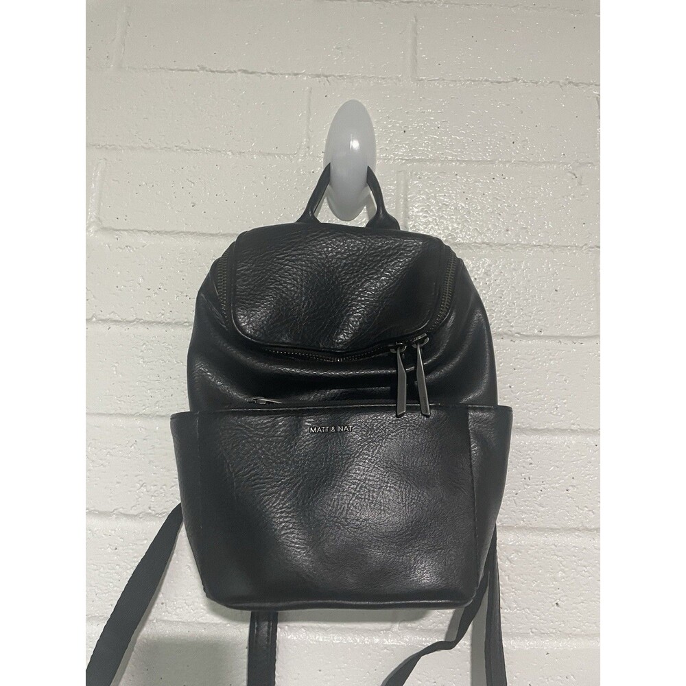MATT AND NAT Bali Mini Vegan Black Faux Small Backpack Handbag Grunge